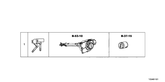 2017 Acura MDX 5 Door BASE (E.LIBERTY) KA 9AT Key Cylinder Set Diagram