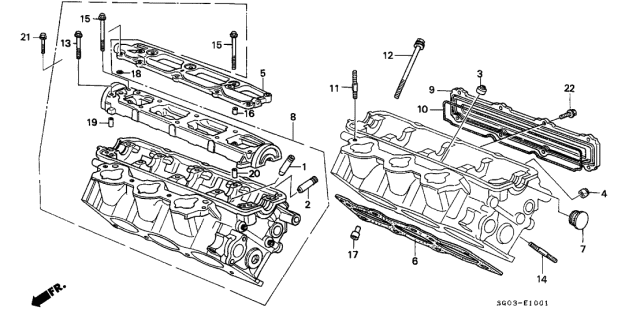 1989 Acura Legend Cylinder Head Assembly, Rear Diagram for 12300-PL2-000