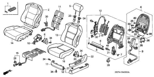 2007 Acura TL Front Seat Diagram 1