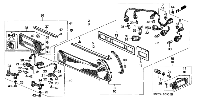 2001 Acura NSX 2 Door NSX-T KA 6MT Taillight Diagram