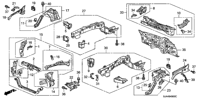 2009 Acura RL Front Bulkhead - Dashboard Diagram