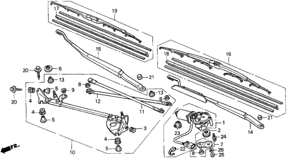 1998 Acura CL Link, Front Wiper Diagram for 76530-SV4-A01