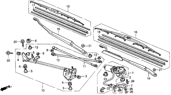 1998 Acura CL Front Windshield Wiper Diagram