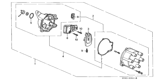 1998 Acura CL Distributor Assembly (D6P96-01) (Hitachi) Diagram for 30100-P8A-A01
