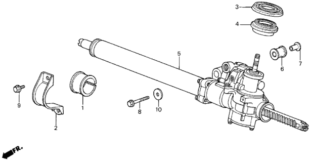1989 Acura Integra Power Steering Rack Assembly (Left) Diagram for 53605-SD2-A52