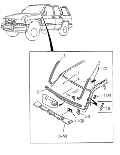 1998 Acura SLX Clip, Driver Side Windshield Molding Diagram for 8-97805-738-3