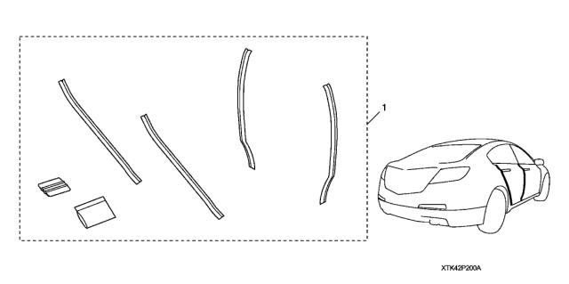 2013 Acura TL 4 Door TECH (SHAWD) KA 6MT Door Edge Film Diagram