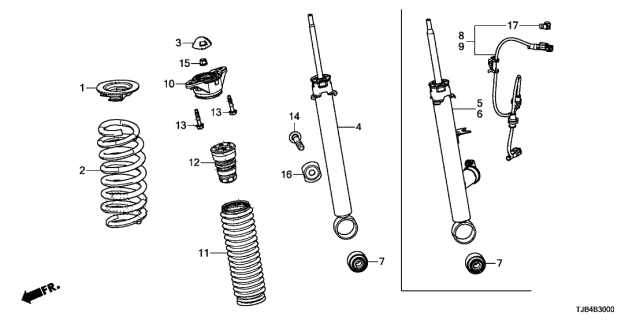 2021 Acura RDX Rear Bump Stop Rubber Diagram for 52722-TJB-A51