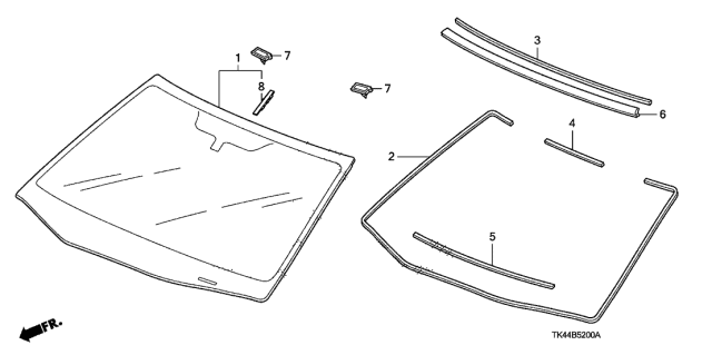 2010 Acura TL Front Windshield Dam Rubber B Diagram for 73127-TK4-A01