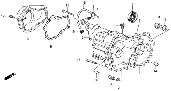 1989 Acura Integra 3 Door LS KA 5MT MT Transmission Housing Diagram