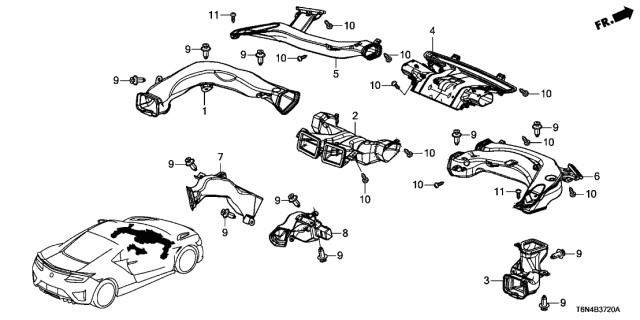 2017 Acura NSX Duct Assembly, Defroster (Driver Side) Diagram for 77462-T6N-A00