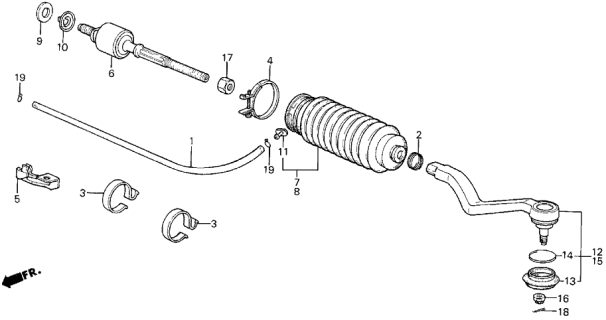 1990 Acura Legend 4 Door L (MOQUETTE) KA 5MT Tie Rod Diagram