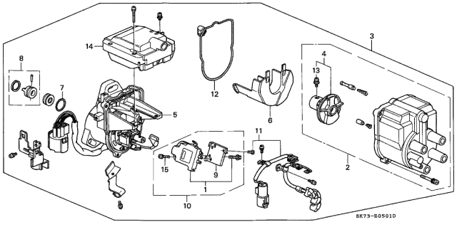 1991 Acura Integra Ignition Coil Assembly Diagram for 30500-PR4-A02