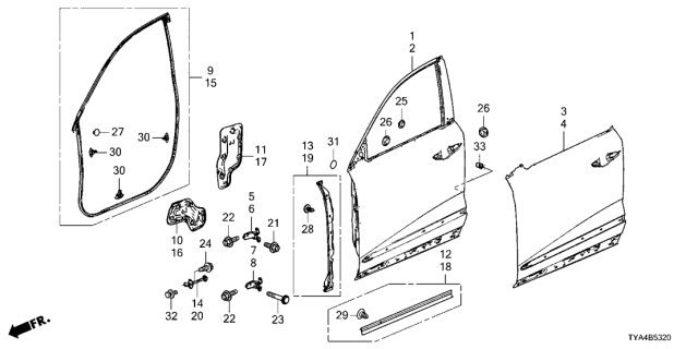 2022 Acura MDX Seal A, Front Diagram for 72321-TYA-A01