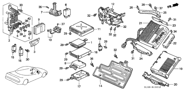 1992 Acura NSX Control Unit, Integrated Diagram for 38600-SL0-A02