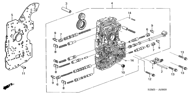 2001 Acura CL 2 Door SPORT KA 5AT Main Valve Body Diagram
