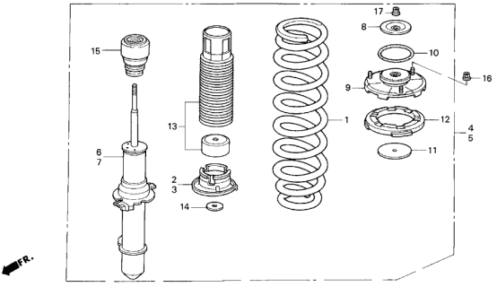 1991 Acura Legend Right Front Shock Absorber Unit Diagram for 51605-SP0-G02