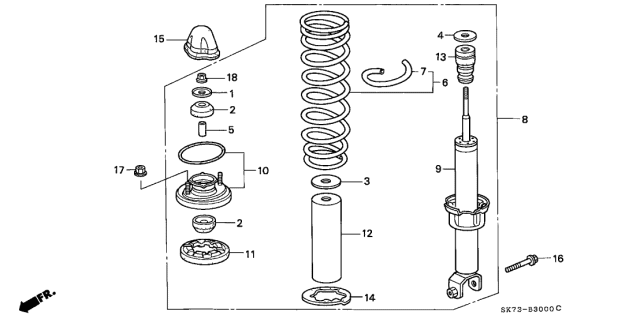 1992 Acura Integra Rubber, Rear Bump Stop (Nok) Diagram for 52722-SB3-005