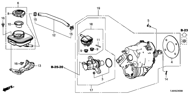 2021 Acura RDX Collector Set, Reservoir Diagram for 46670-TVA-A00