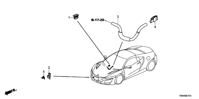 2021 Acura NSX Sensor Assembly , Automatic Light Sun Beam Diagram for 39860-T6N-A02