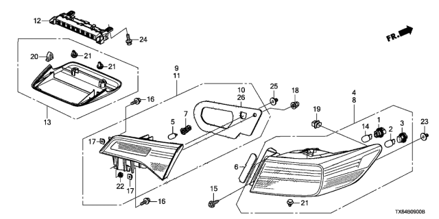 2013 Acura ILX Gasket, Passenger Side Base Diagram for 34152-TX6-A01