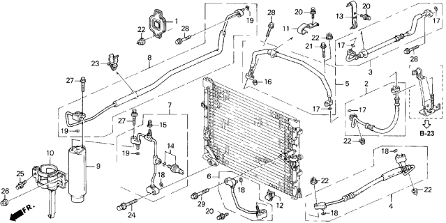 1994 Acura Legend 2 Door LS KA 6MT A/C Hoses - Pipes Diagram