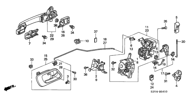 2004 Acura MDX Rear Door Locks - Outer Handle Diagram