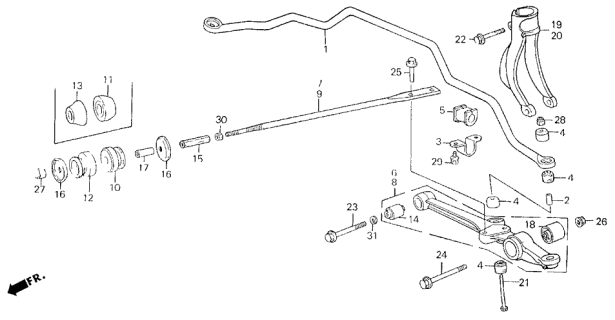 1986 Acura Legend Right Front Arm (Lower) Diagram for 51350-SD4-030