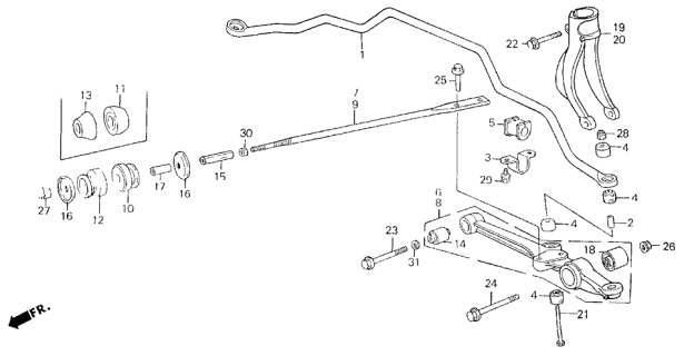 1986 Acura Legend Front Radius Rod Bush B Assembly (Rear) (Hokushin) Diagram for 51380-SD4-013