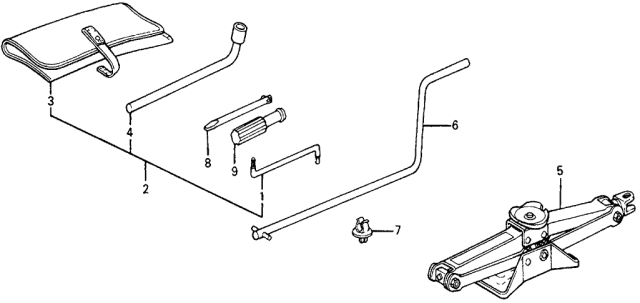 1989 Acura Integra 3 Door LS KA 4AT Tools - Jack Diagram