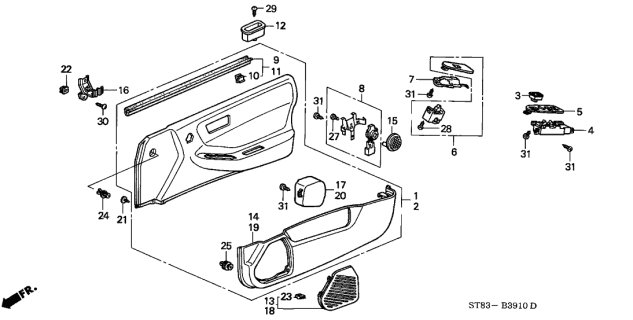 1996 Acura Integra Front Door Lining Diagram