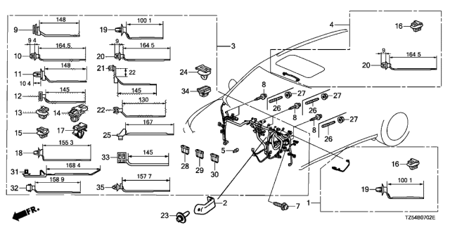 2017 Acura MDX Wire Harness, Instrument Diagram for 32117-TZ6-A72