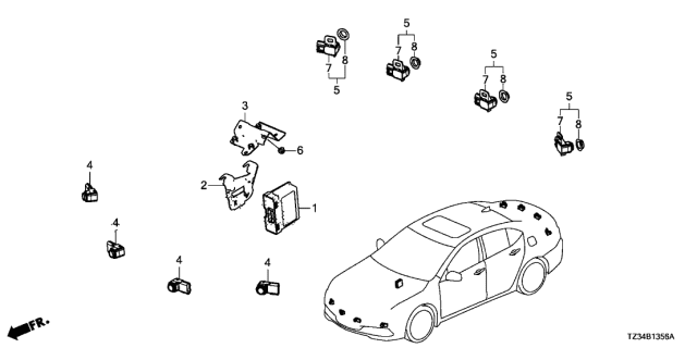 2019 Acura TLX Parking Sensor Diagram