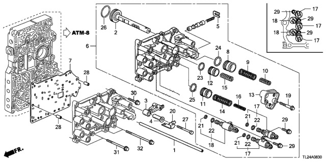 2009 Acura TSX 4 Door TSX (TECH) KA 5AT AT Servo Body Diagram