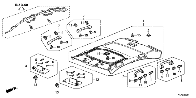 2014 Acura TL Sunvisor Holder Assembly (Premium Ivory) Diagram for 88217-TK8-A01ZK