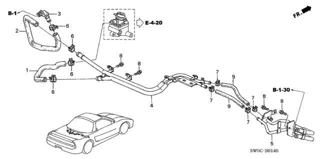 2003 Acura NSX 2 Door NSX-T KA 4AT Second Air Pipe Diagram