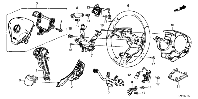 2013 Acura ILX Hybrid 4 Door TECH KL CVT Steering Wheel Diagram