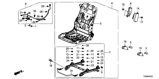 2013 Acura ILX Hybrid Front Seat Components Diagram