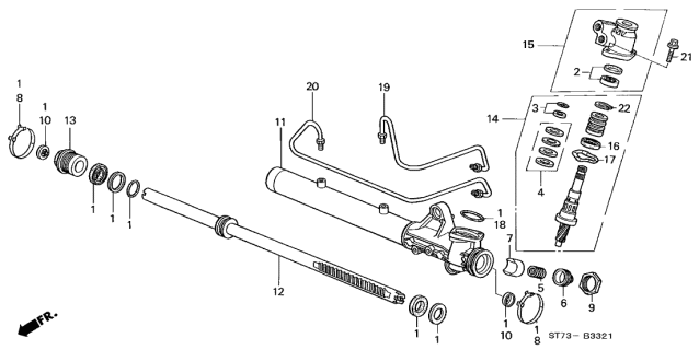 2001 Acura Integra P.S. Gear Box Components Diagram