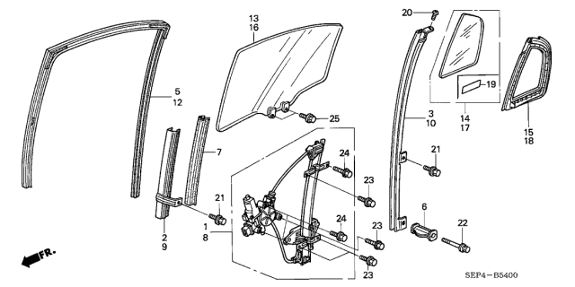 2005 Acura TL Right Rear Door Quarter Seal Diagram for 73441-SEP-A01