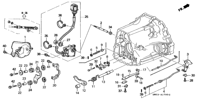 1996 Acura TL Guide, Parking Brake Rod Diagram for 24545-PY4-010