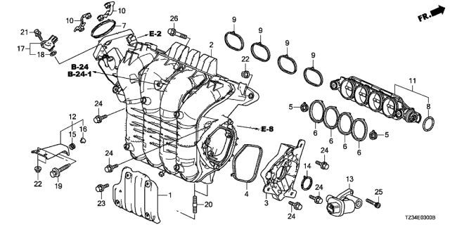2018 Acura TLX 4 Door 24BASE (L4) KA DCT Intake Manifold Diagram