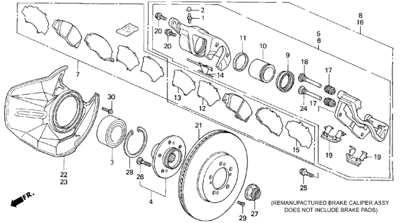 1991 Acura Legend 2 Door LS KA 4AT Front Brake Diagram