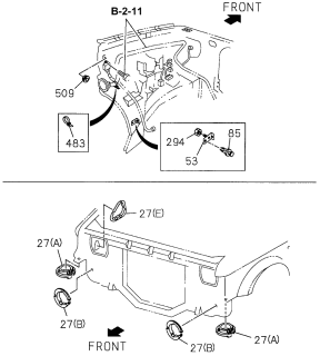 1996 Acura SLX 4 Door 4LS (PREMIUM) KA 4AT Headlight Backing Diagram
