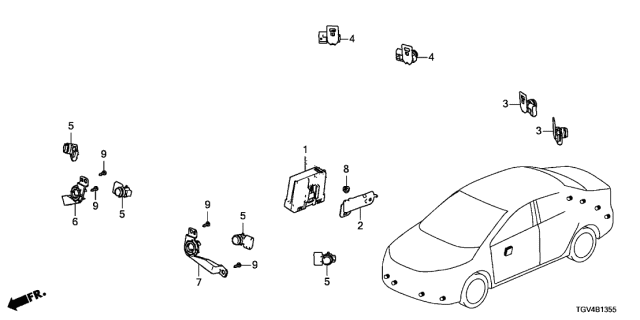 2021 Acura TLX Sensor (Fathomless Black Pearl) Diagram for 39680-T0A-R02A2