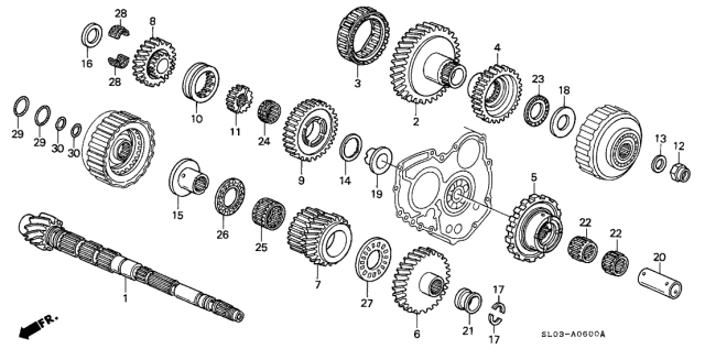 1996 Acura NSX Gear, Countershaft Low Diagram for 23421-PR9-000
