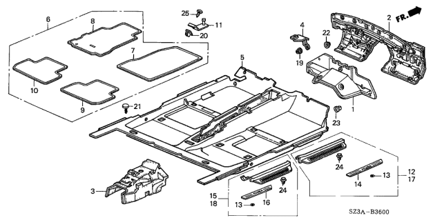 2004 Acura RL Floor Mat, Right Rear (Dark Lapis) Diagram for 83603-SZ3-A00ZD