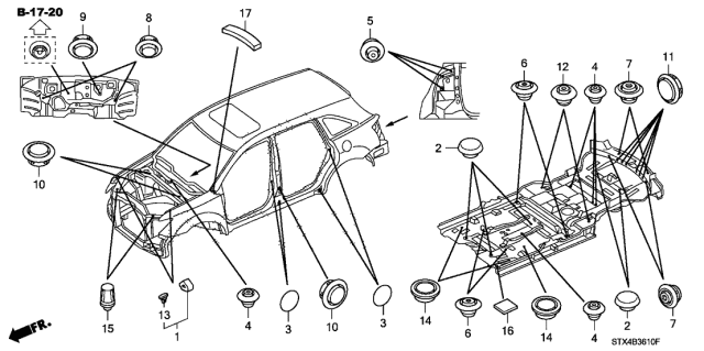 2012 Acura MDX Hood Fit Cushion Diagram for 74209-S9V-A00