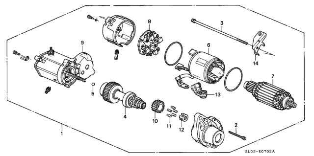 2001 Acura NSX 2 Door NSX-T KA 6MT Starter Motor (DENSO) Diagram
