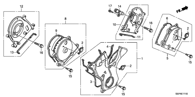 2005 Acura TL Timing Belt Cover Assembly (Lower) Diagram for 11810-RCA-A00